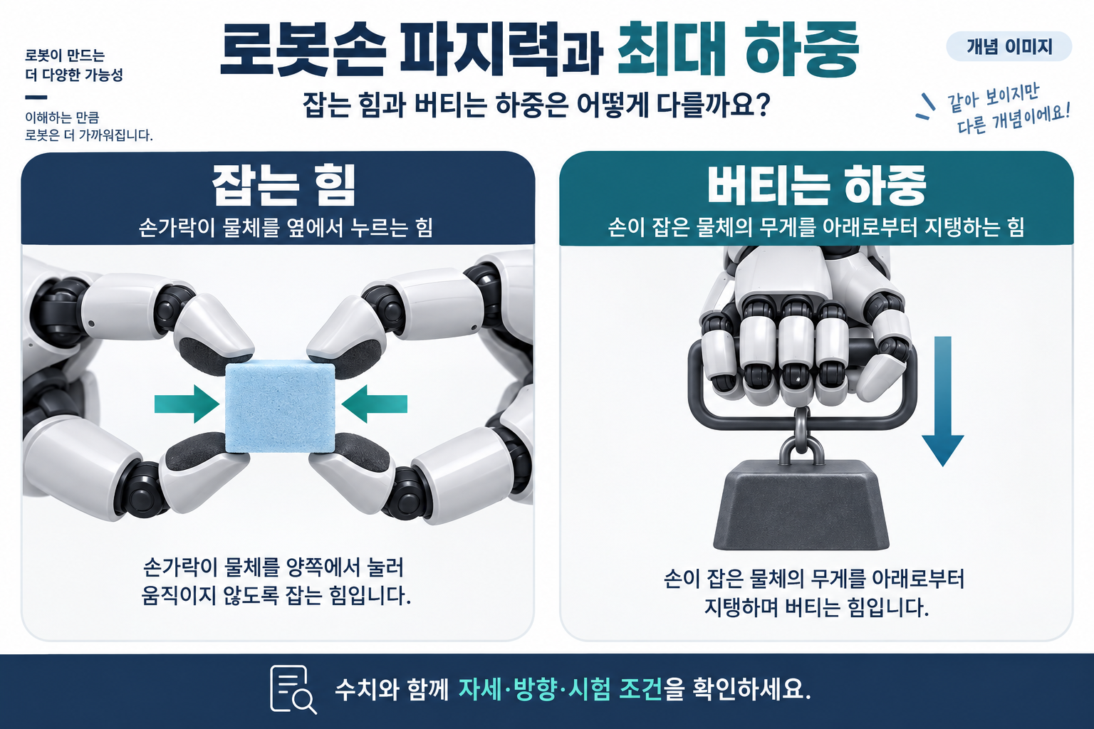 로봇손 파지력과 최대 하중, 무엇이 다를까요?