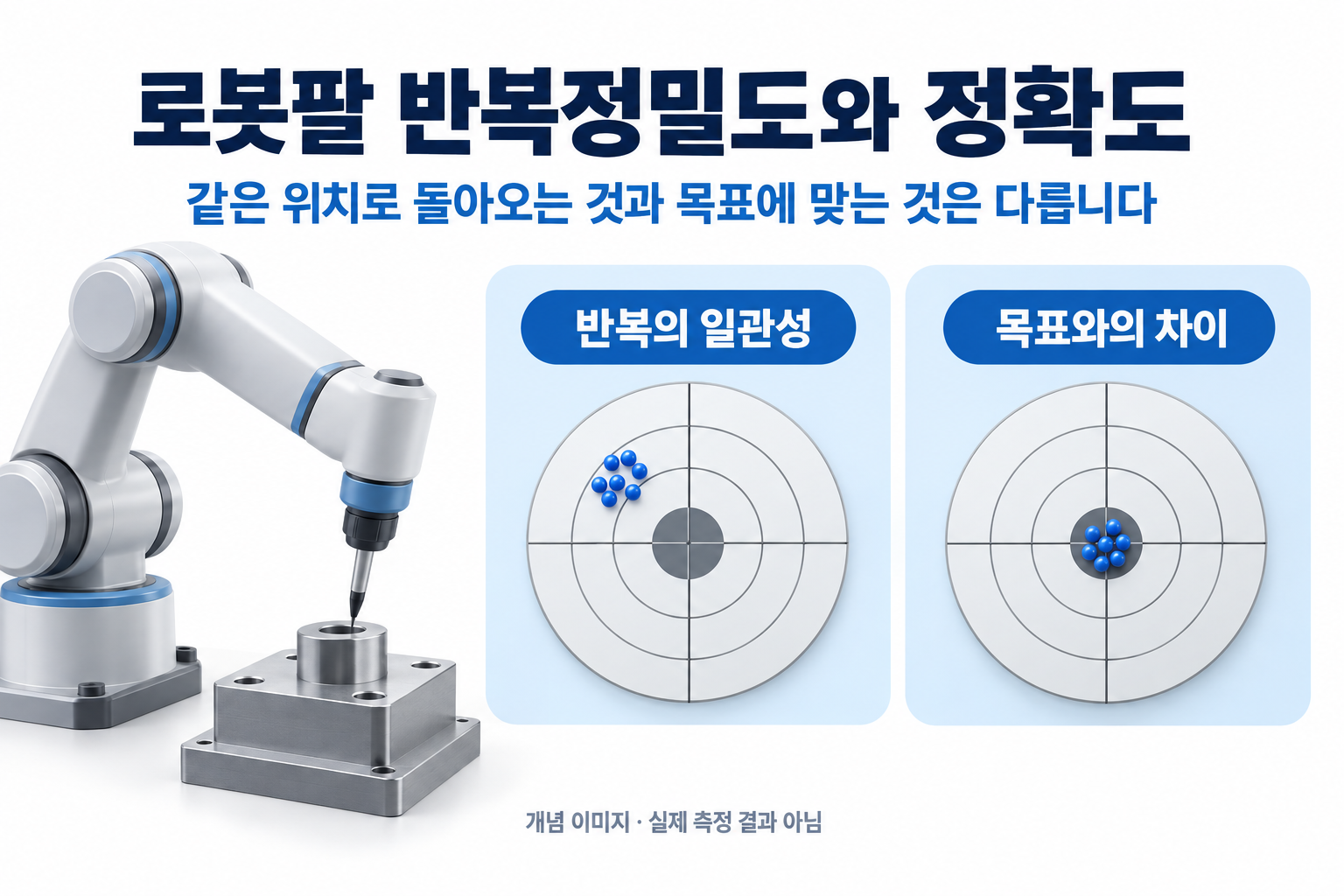로봇팔 반복정밀도와 정확도, 같은 뜻일까요?