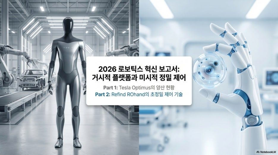 2026 휴머노이드 리포트: 테슬라 옵티머스의 양산 돌입과 리파인 로봇손 ROhand의 정밀 기술력